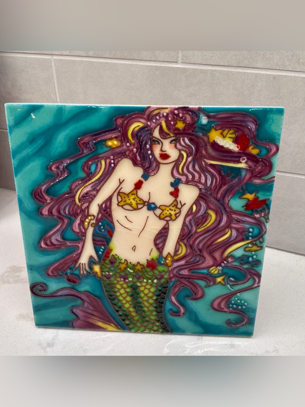 En Vogue Art on Tile Mermaid Hanging Art 8x8”
